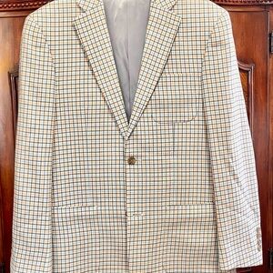 Paul Fredrick Cream and Brown Checkered Blazer